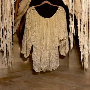 Free People Cream Sequin Knit Top